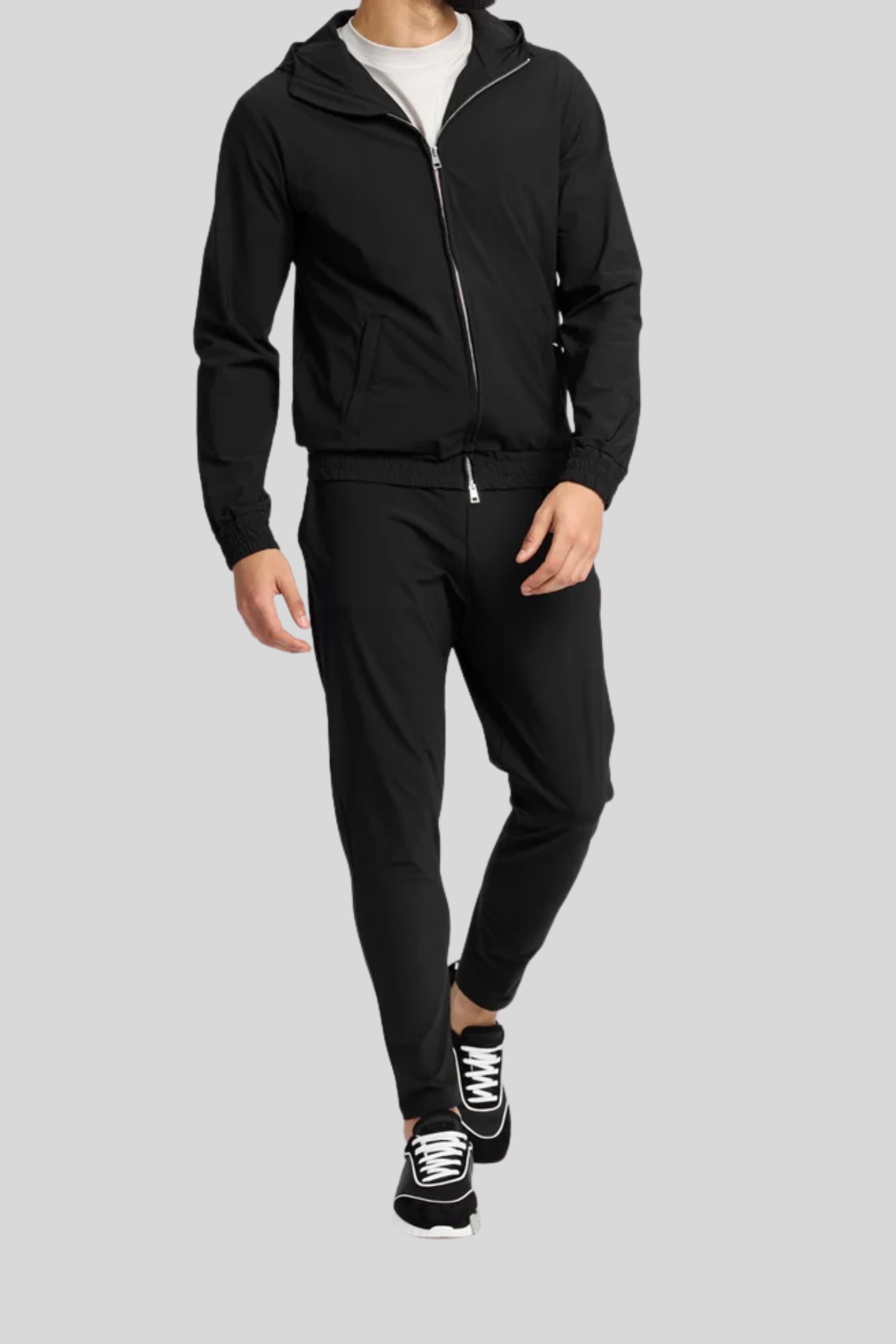 BLACK HOODED TECH SUIT