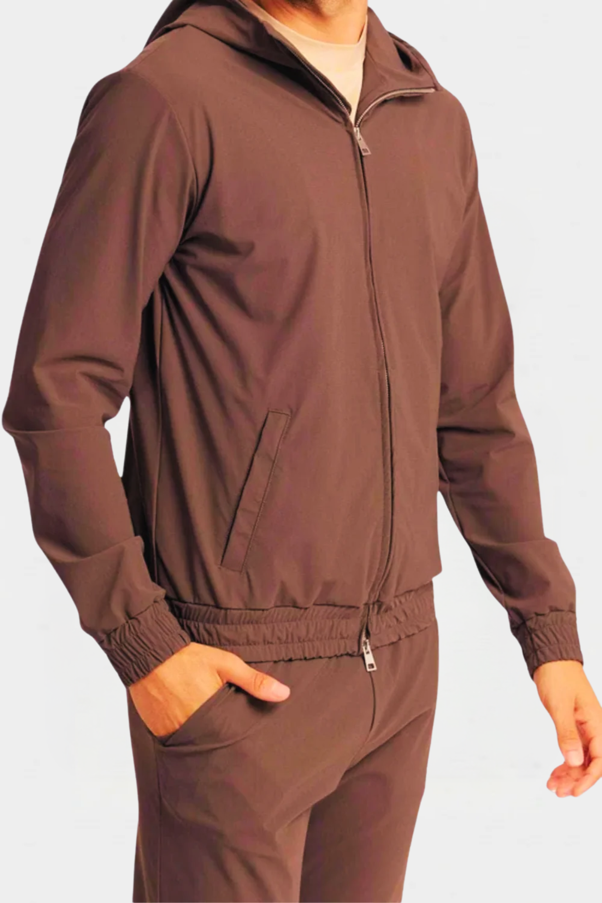 Mocha Brown - Hooded Tech Vest