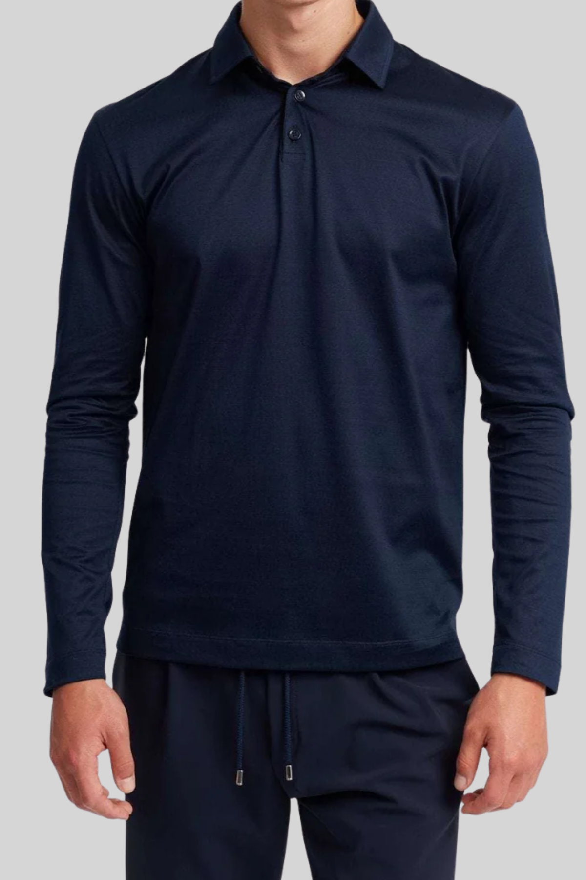 Supima Longsleeve Polo | Midnight Blue