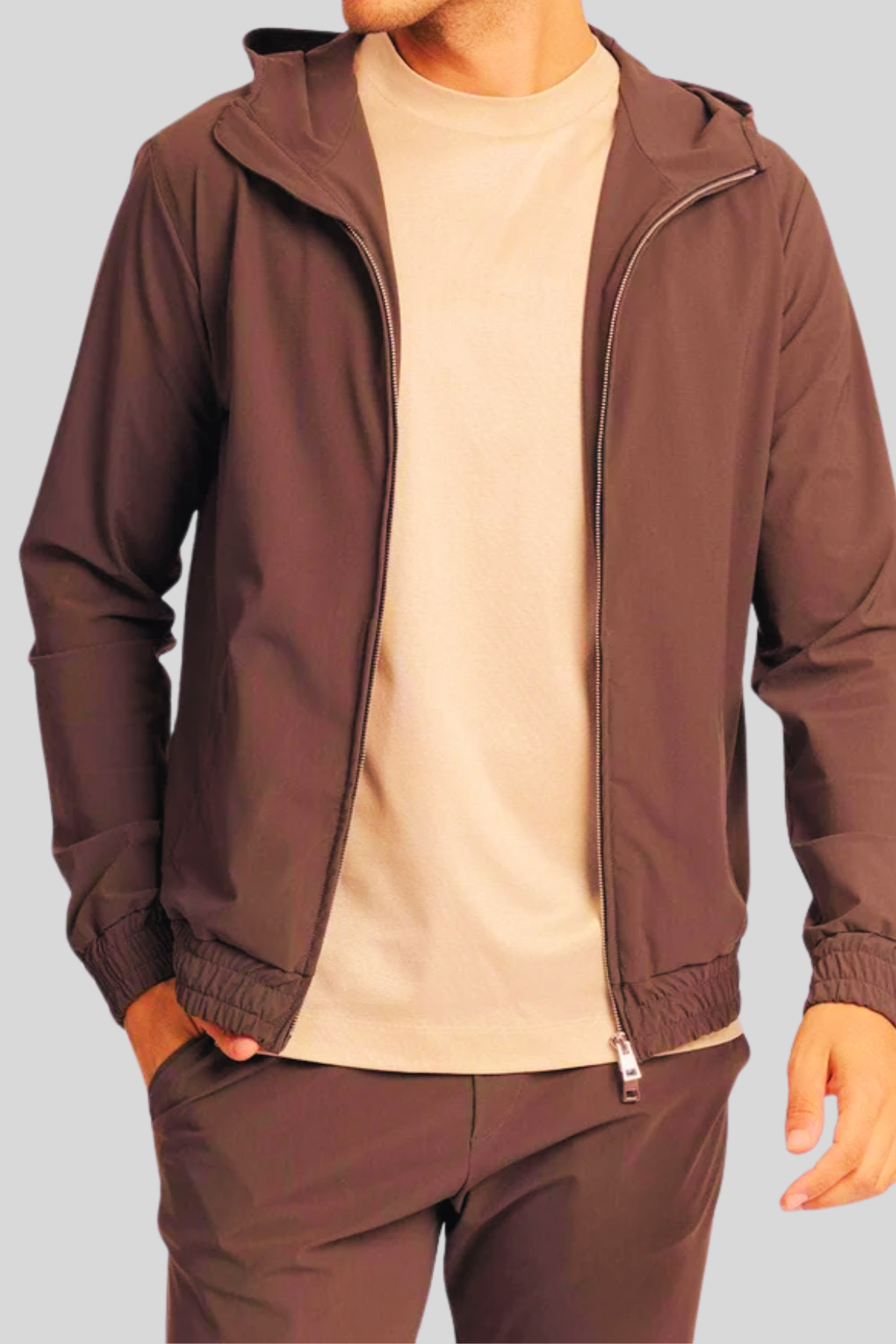 MOCHA BROWN HOODED TECH VEST