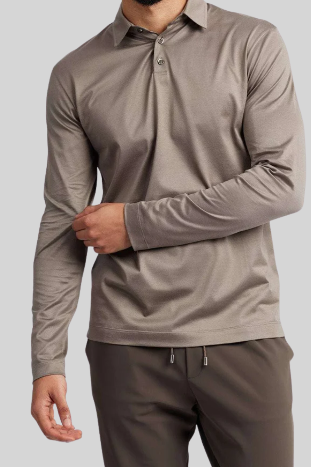 Supima Longsleeve Polo | Destert Taupe