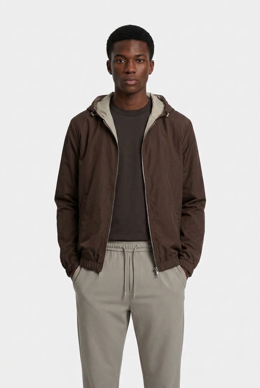 Mocha Brown - Reversible Hooded Jacket