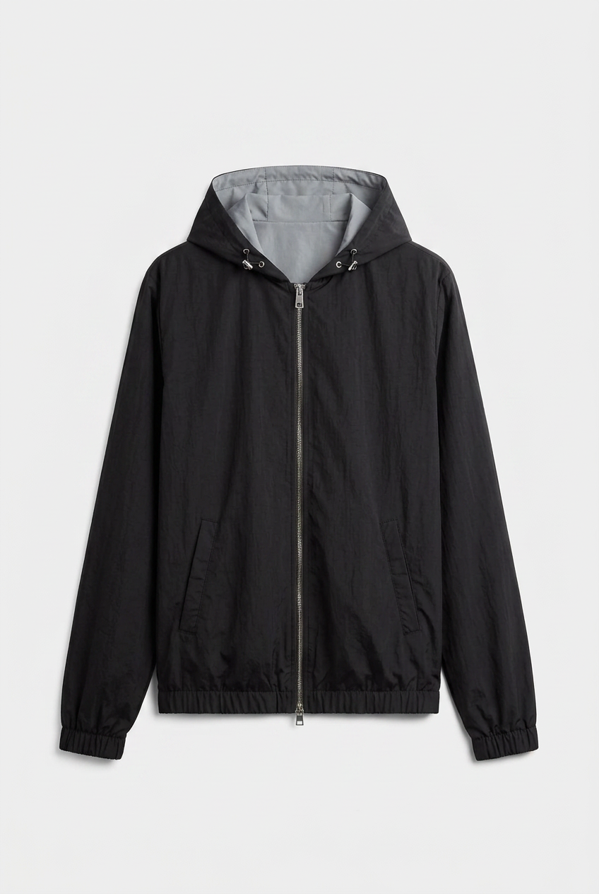 Jet black - Reversible Hooded Jacket