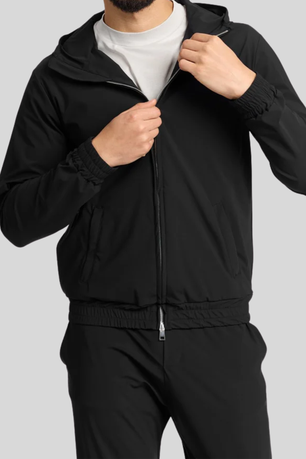 BLACK HOODED TECH VEST