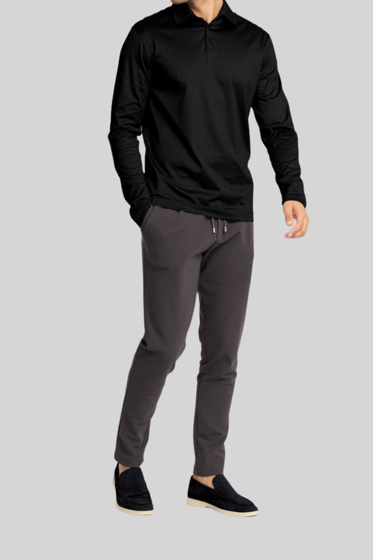 Supima Longsleeve Polo | Black