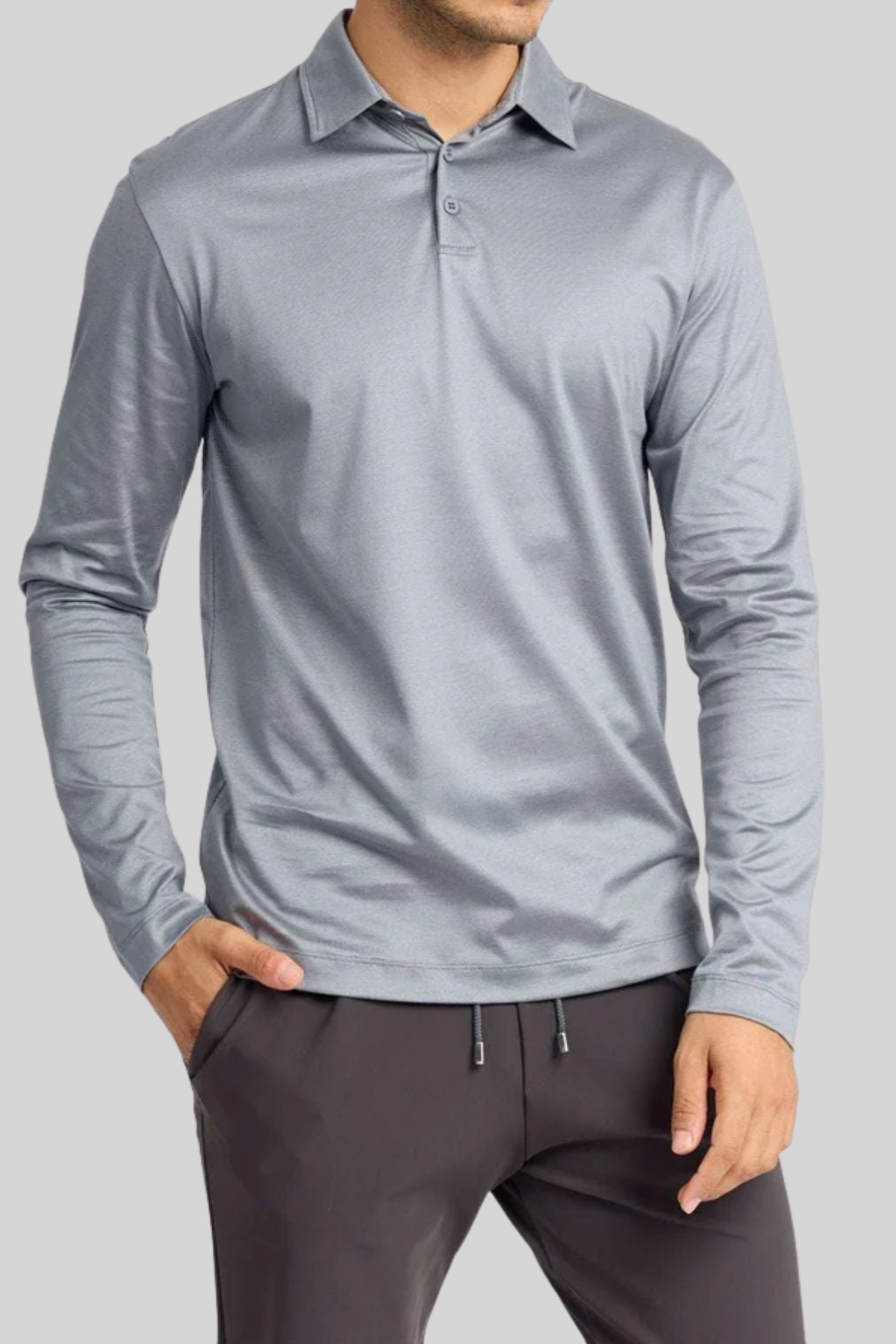 Supima Longsleeve Polo | Mist Grey