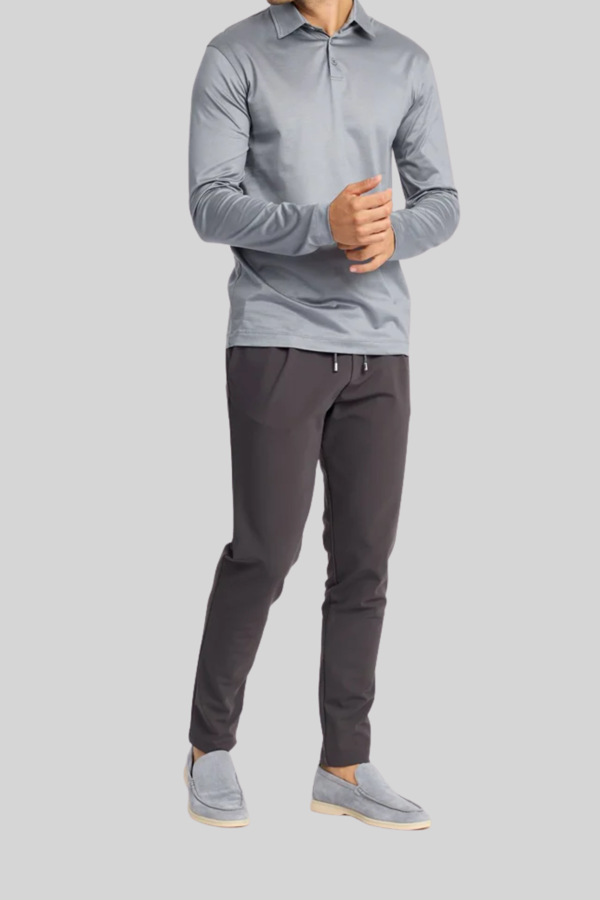 Supima Longsleeve Polo | Mist Grey