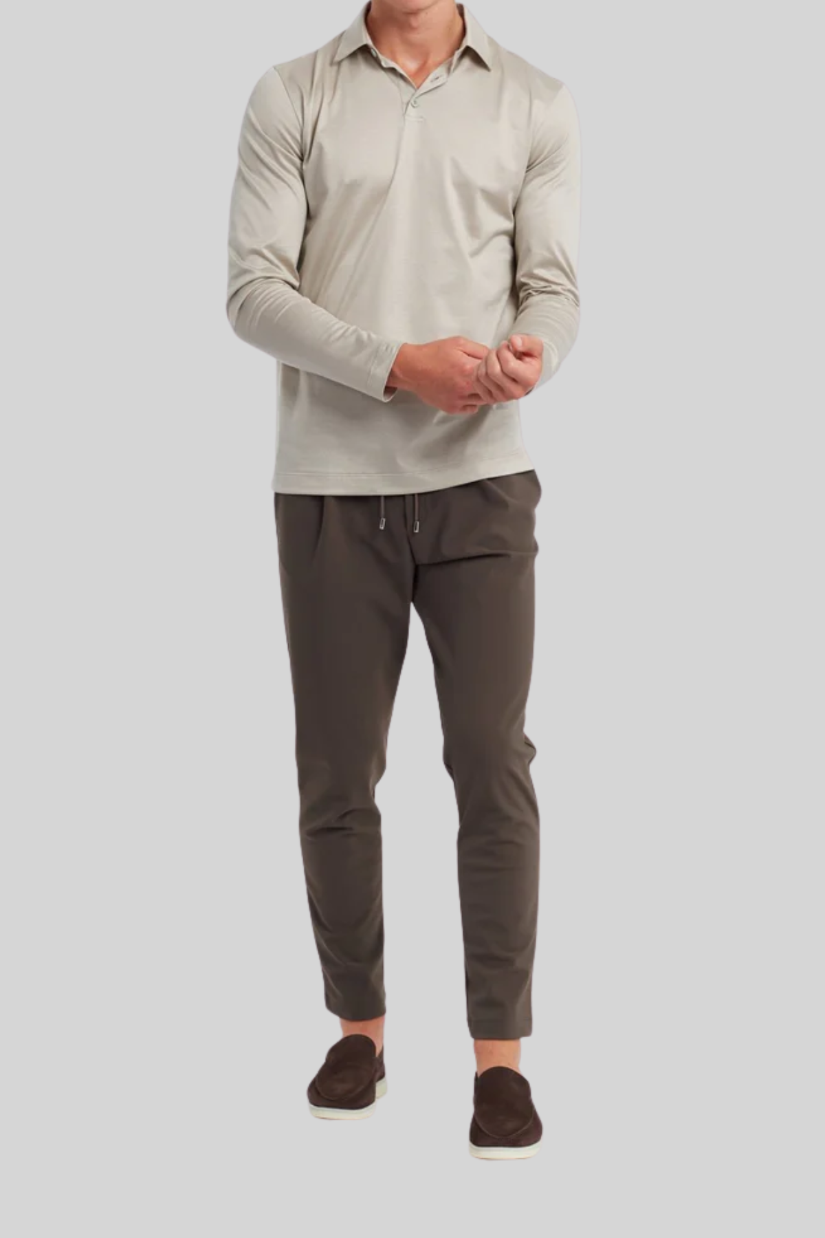 Supima Longsleeve Polo | Sandstone Beige