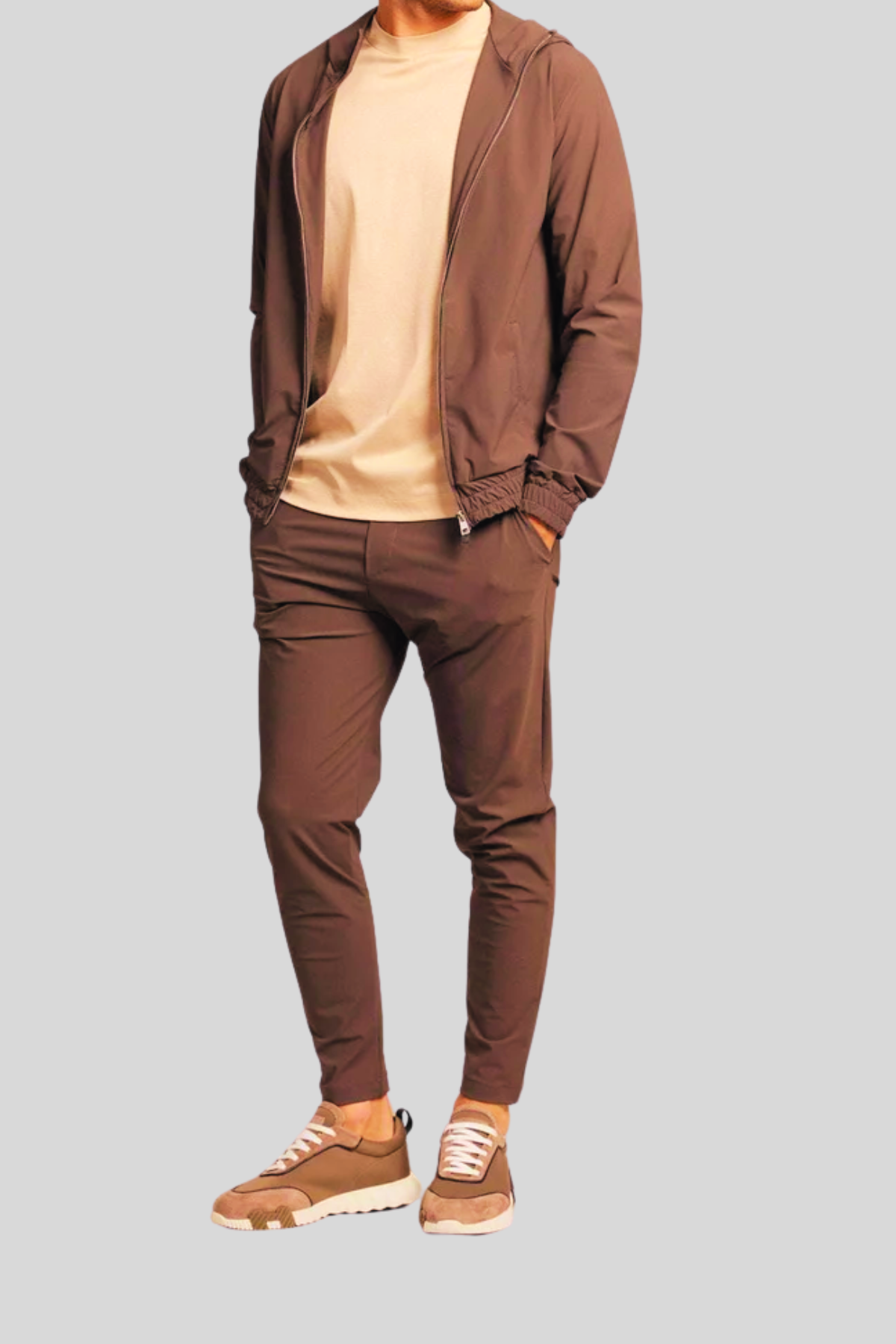 MOCHA BROWN HOODED TECH SUIT