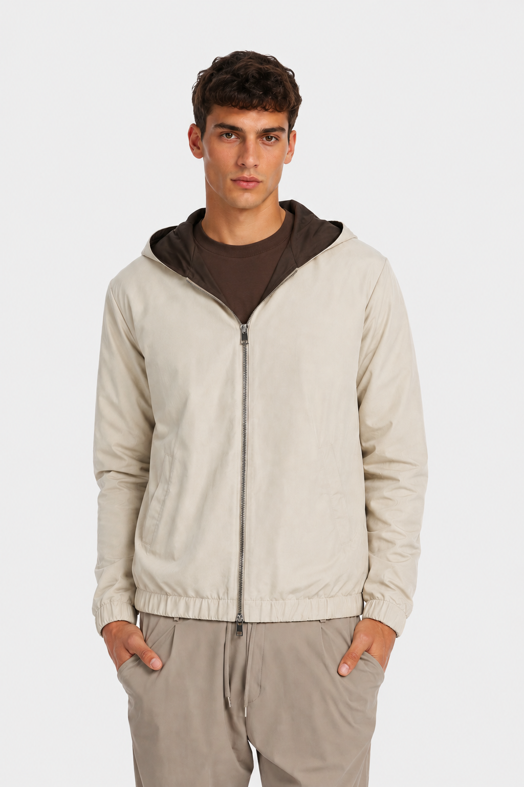 Mocha Brown - Reversible Hooded Jacket
